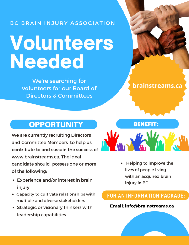 BC Brain Injury Association Seeks Volunteers - Brainstreams